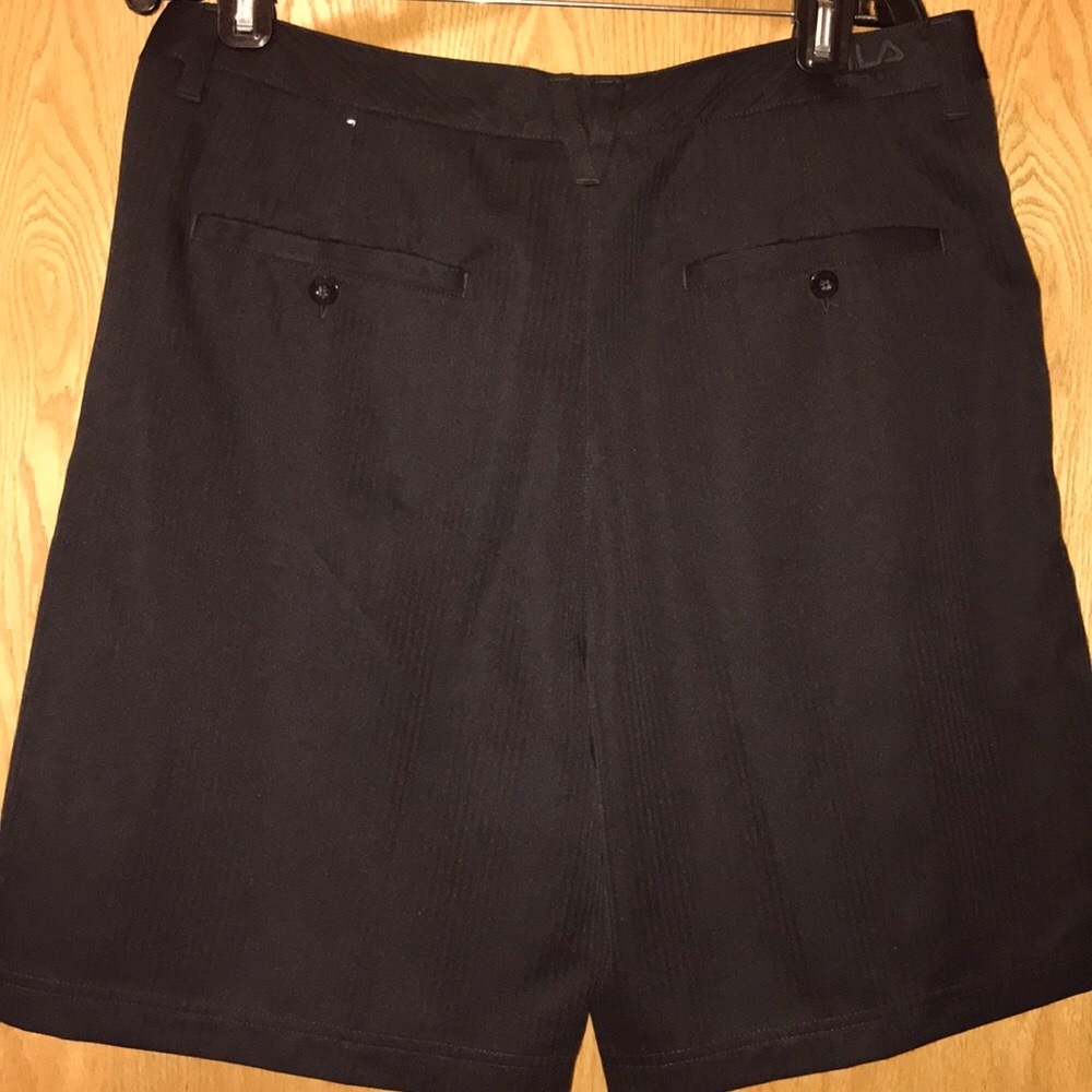 NEW FILA Sport 36 x 9” men’s herringbone black tonal stripe golf shorts washed